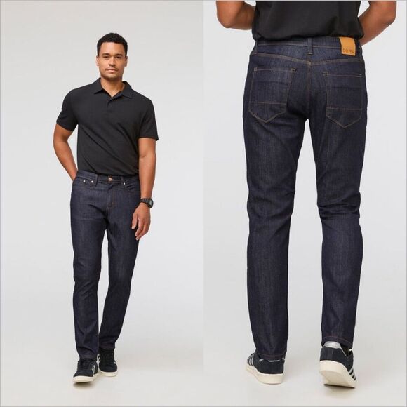 Du/er L2X Performance Denim Relaxed Taper Jeans Size 38x32 Heritage Rinse EUC
